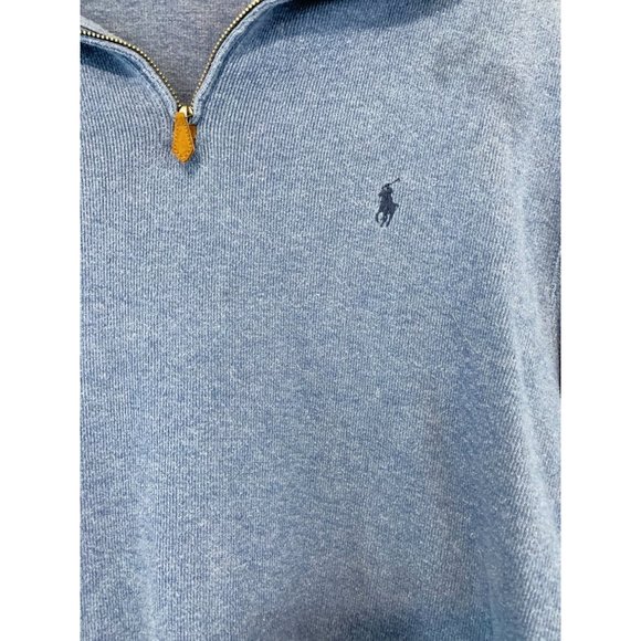 Men's Polo Ralph Lauren XL 1/4 Zip Sweater Knit L/S Blue Solid 100% Cotton 23 - Picture 3 of 8